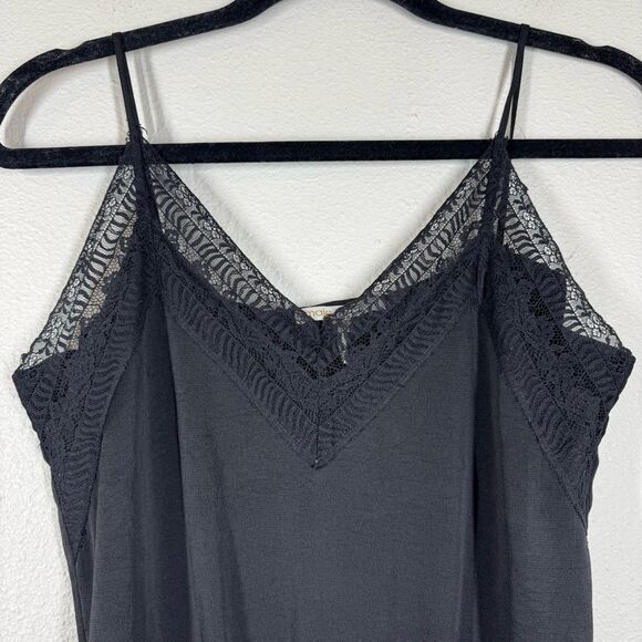 Maje Paulie Lace Trimmed Satin Jumpsuit Black Size 2 Medium Whimsigoth Romantic - Picture 7 of 7